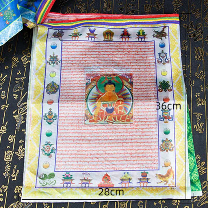 Bandera tibetana de oración al aire libre, 5 colores, caballo de viento, Buda, Tara, escrituras curativas, auspiciosas