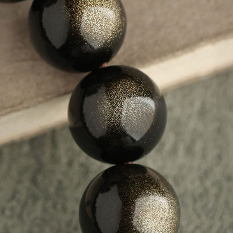 Buddha Stones Obsidiana con brillo dorado Obsidiana con brillo plateado Pata encantadora Pulsera de protección del gato de la suerte - image 8
