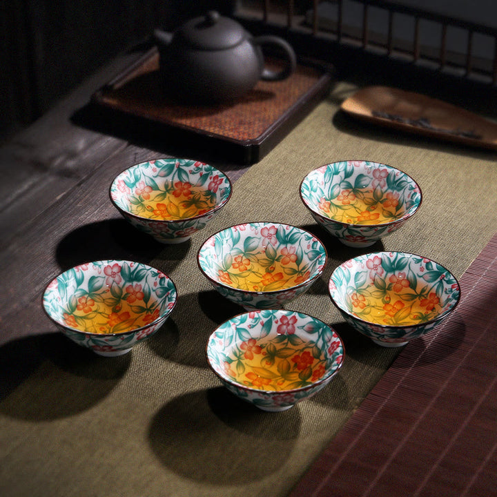 Taza de té de Buddha Stones, flores, carácter Fu, montañas, loto, flores de cerezo, taza de té de Kung Fu