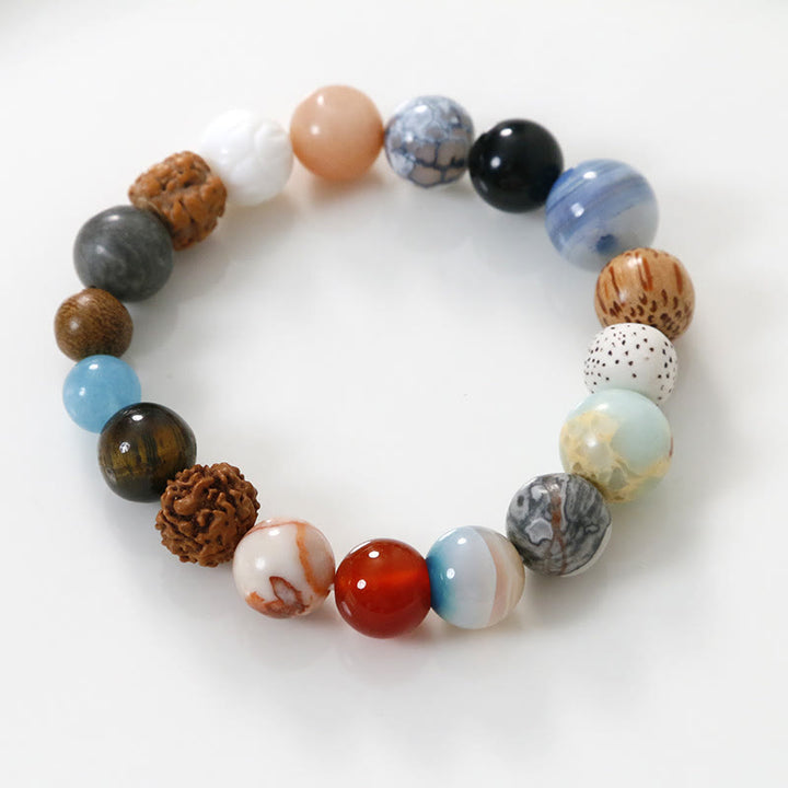 Buddha Stones, semilla de Bodhi Natural, piedra de cristal, ágata, pulsera para mantener alejados los espíritus malignos