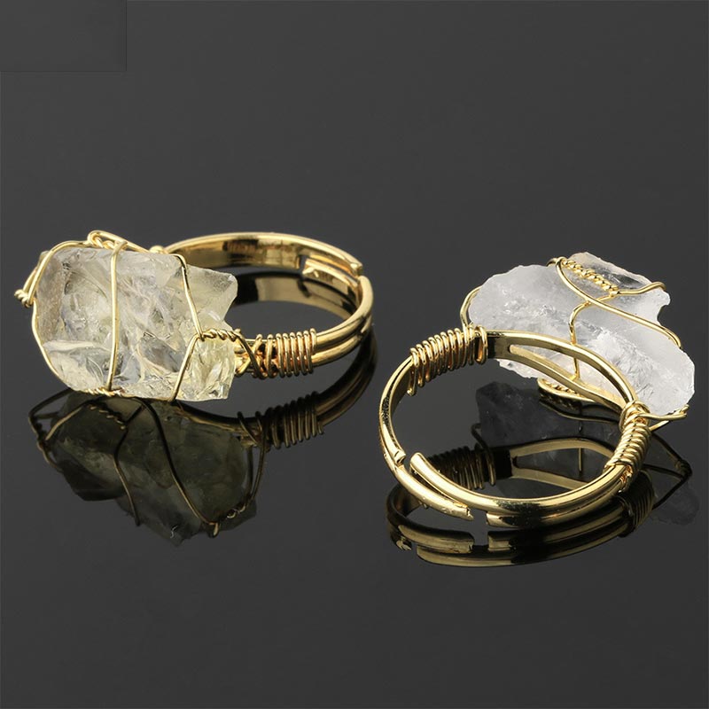 Anillo ajustable de amatista con piedras preciosas de cristal natural de Buddha Stones