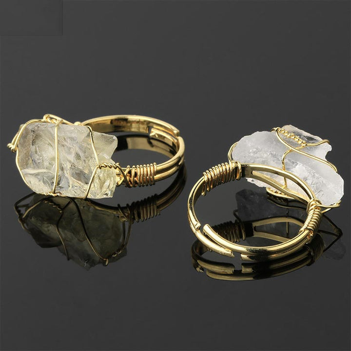 Anillo ajustable de amatista con piedras preciosas de cristal natural de Buddha Stones
