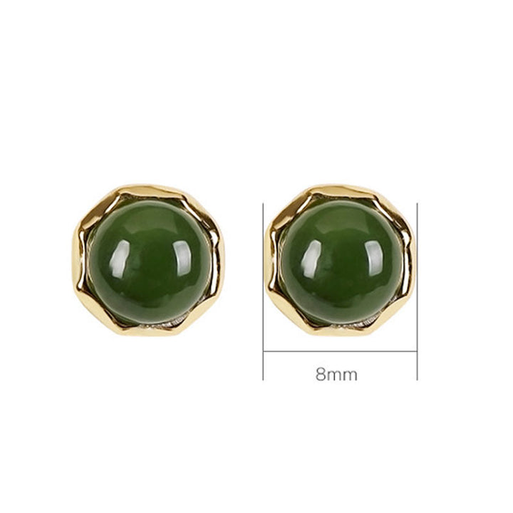 Pendientes de tuerca de la suerte con cuentas de jade cian hetiano natural chapado en plata de ley 925 con Buddha Stones - image 7