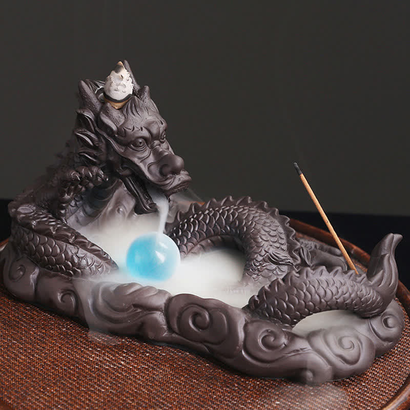 Decoración del quemador de incienso con protección de flores de Dragon Playing Ball