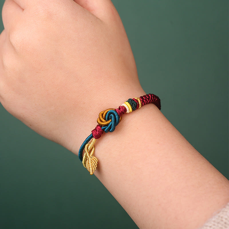 Pulsera de cuerda de la suerte con nudo de mandala hecha a mano tibetana con Buddha Stones