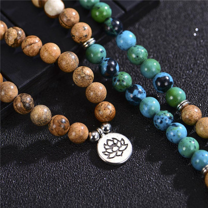 Buddha Stones 108 Mala multicapa curativa para meditación