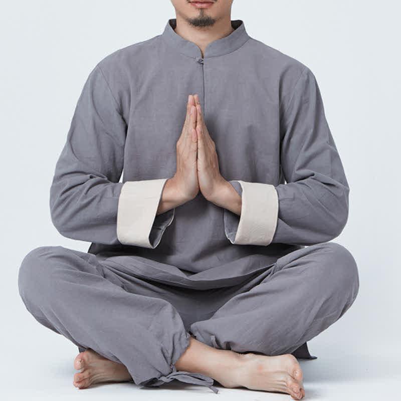 Conjunto de ropa de lino y algodón para hombre, meditación Zen espiritual, Buddha Stones, Yoga, práctica de oración