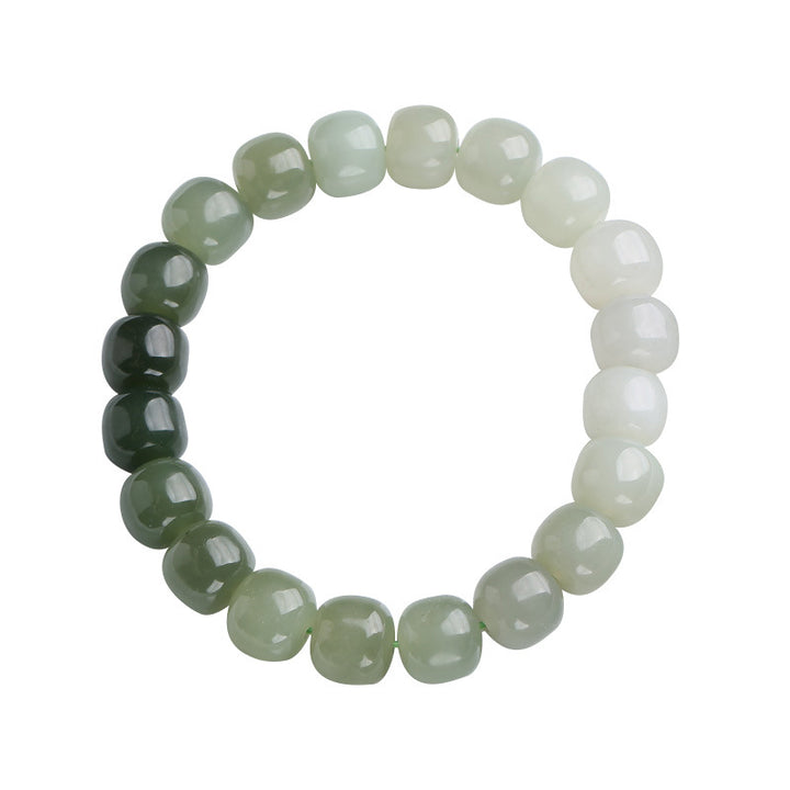 Pulsera de bendición de la suerte de jade degradado con Buddha Stones