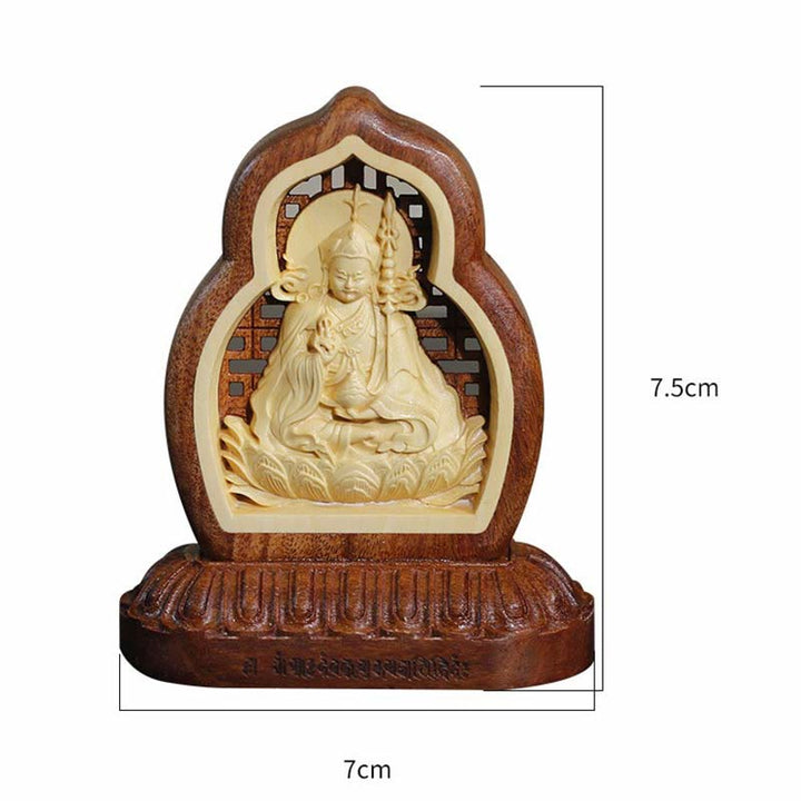 Estatua decorativa de madera grabada de Guru Rinpoche Buddha Padmasambhavan Serenity - image 7
