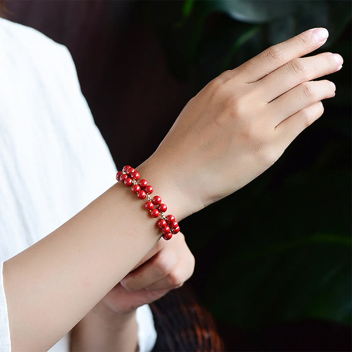 Pulsera de bendición con cuentas de cinabrio natural de Buddha Stones