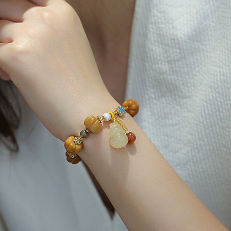 Pulsera de riqueza Pixiu de jade de seda dorada con Buddha Stones