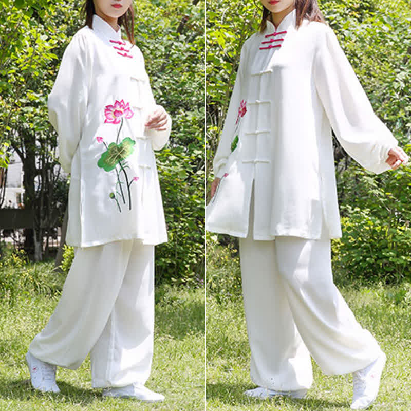 Conjunto de ropa para mujer con diseño de hojas y flores de loto y piedras de Buddha Stones para meditación, tai chi, oración y práctica espiritual zen - image 20