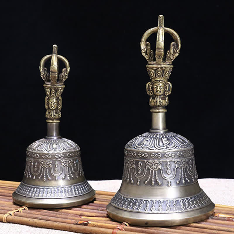 Campana de meditación tibetana y juego de decoración de iluminación de cobre Vajra Dorje