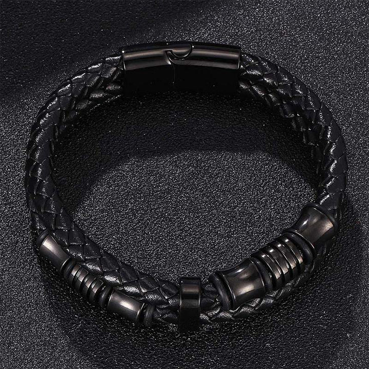 Pulsera Fortune con tejido de cuero en capas de Buddha Stones