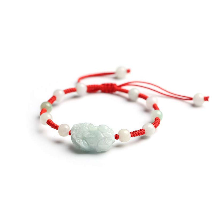 Pulsera de la suerte PiXiu de jade natural con Buddha Stones