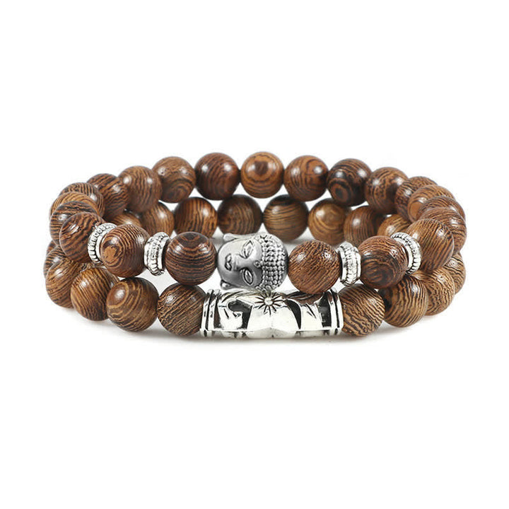 Buddha Stones 2 pulseras de protección de Buda de ágata de cristal natural
