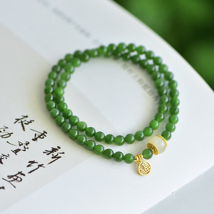 Pulsera de bendición de felicidad de jade cian hetiano