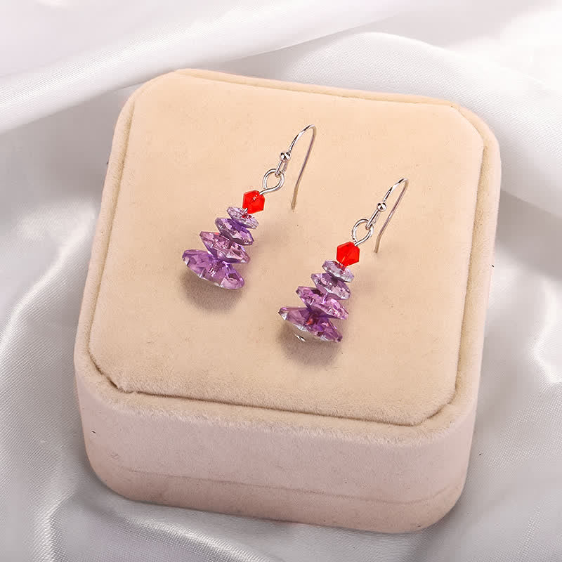 Pendientes colgantes curativos de paz con amatista y árbol de Navidad con varios cristales