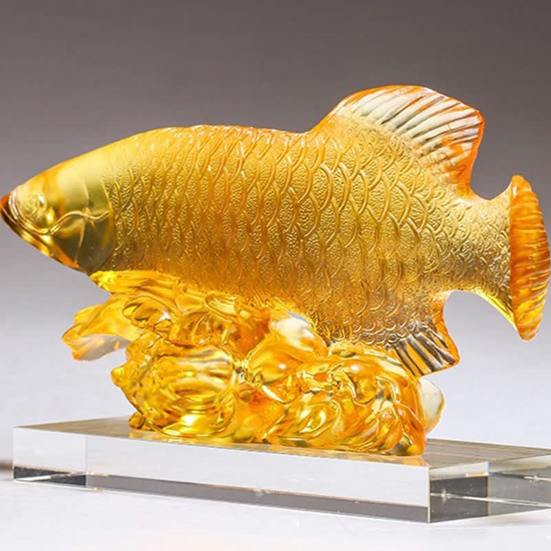 Pieza de arte hecha a mano de Liuli Crystal Koi Fish, decoración para el hogar y la Oficina - image 13