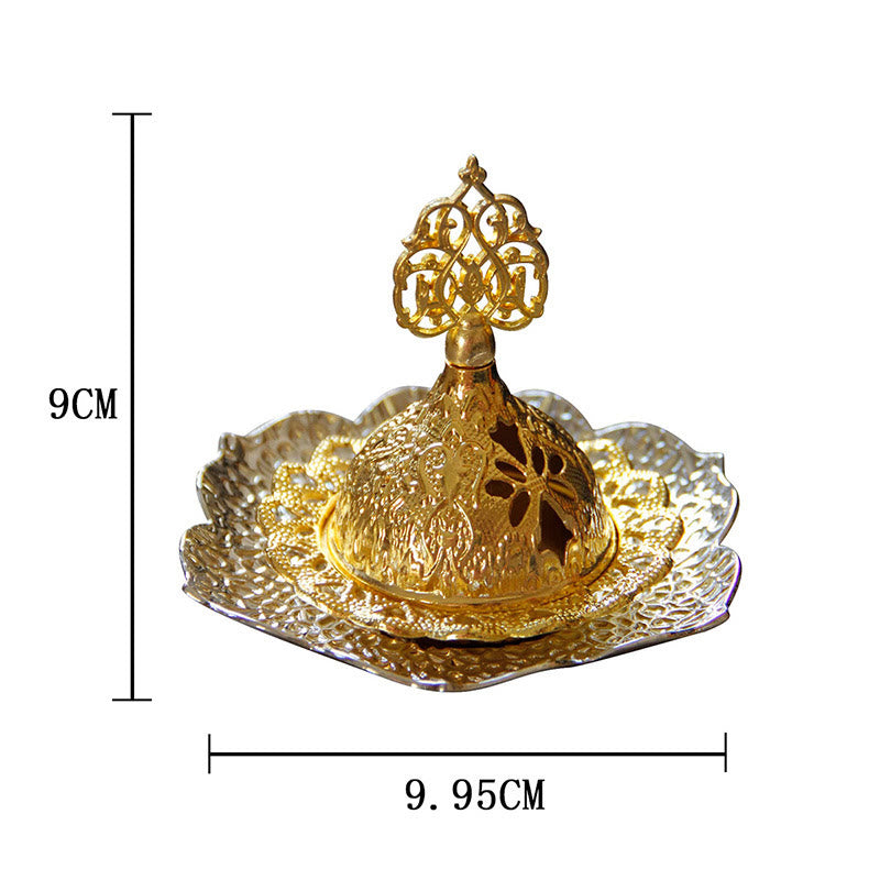 Posavasos con forma de hoja de oro, miniquemador de incienso espiritual de aleación de Metal