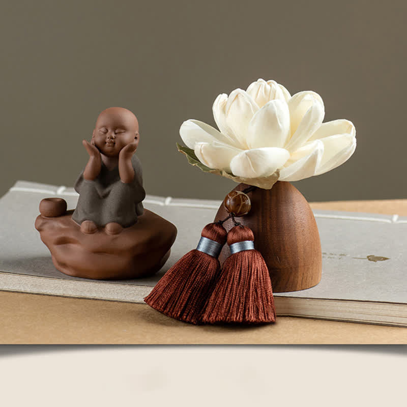 Decoraciones de cura calmante de flor de Buda de madera de melocotón negro