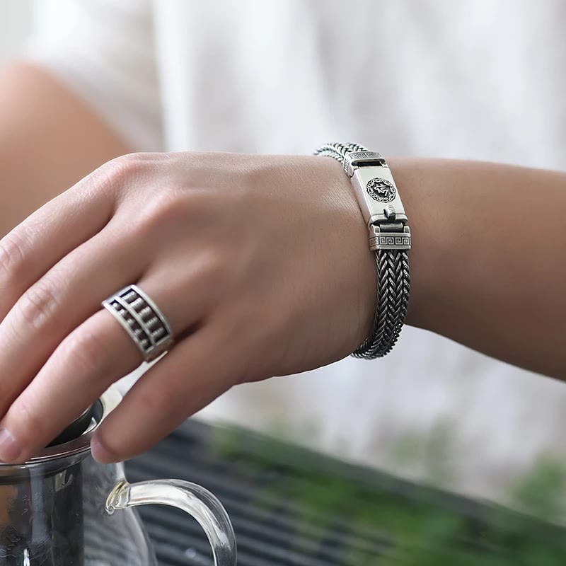 Pulsera estilo trenza de paz con Buddha Stones Om Mani Padme Hum Pureza