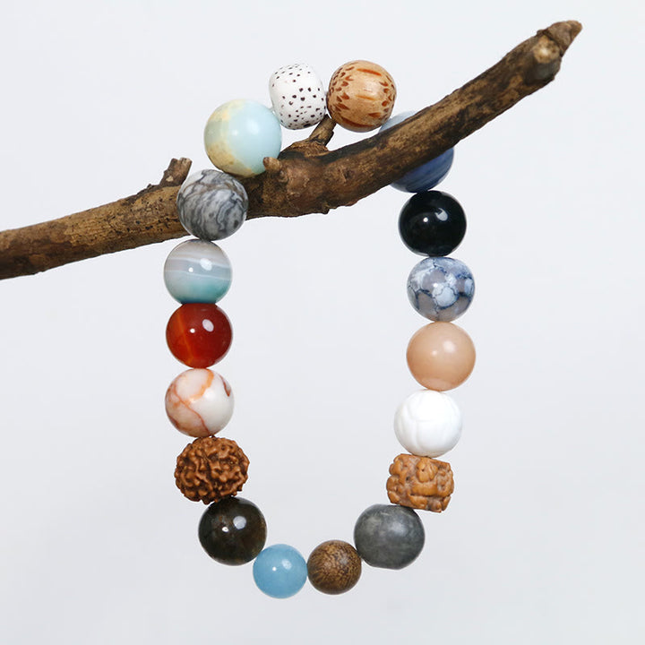 Buddha Stones, semilla de Bodhi Natural, piedra de cristal, ágata, pulsera para mantener alejados los espíritus malignos