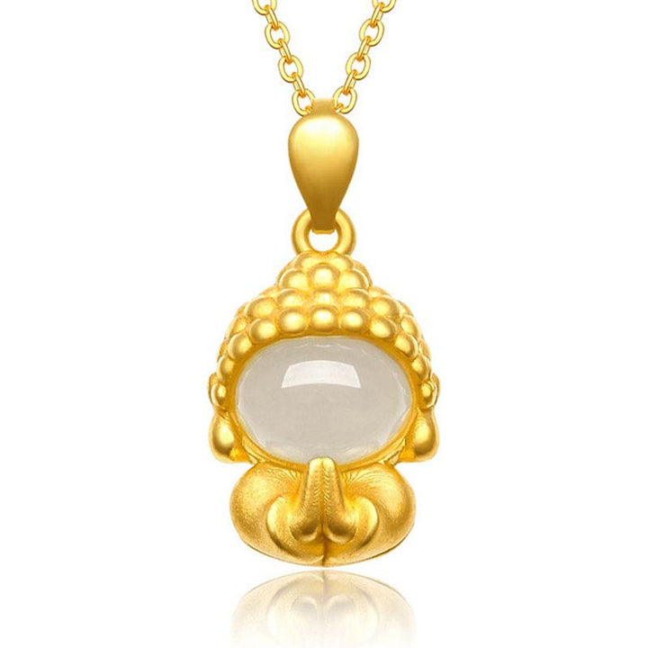 Collar con colgante de éxito de Buda de jade blanco - Jade blanco - image 1