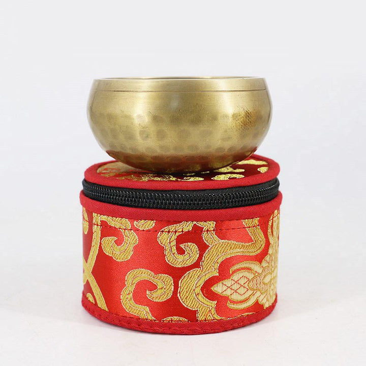Bolsa de almacenamiento de cuenco tibetano con decoración de cierre de cremallera