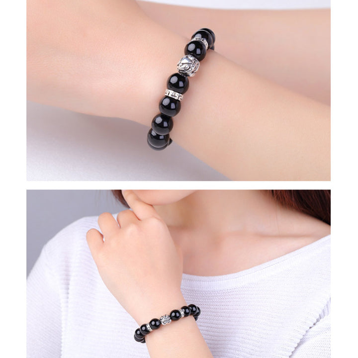 Pulsera de bendición PiXiu de obsidiana arcoíris natural FengShui