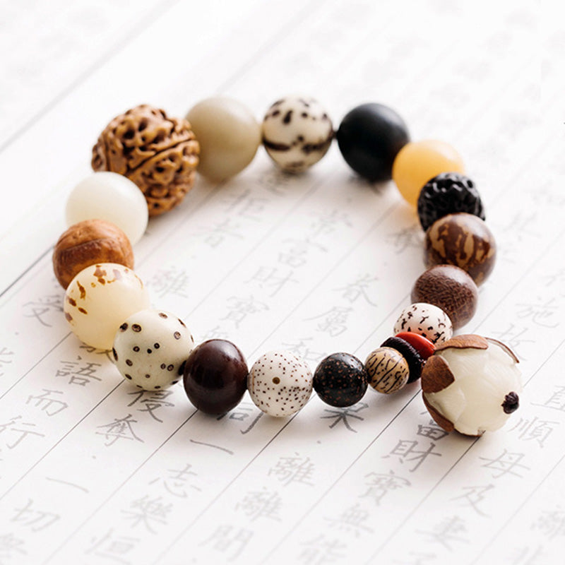 Pulsera Mala de muñeca de la paz de la sabiduría del loto de la semilla de Bodhi