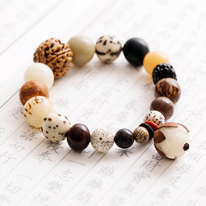 Pulsera Mala de muñeca de la paz de la sabiduría del loto de la semilla de Bodhi