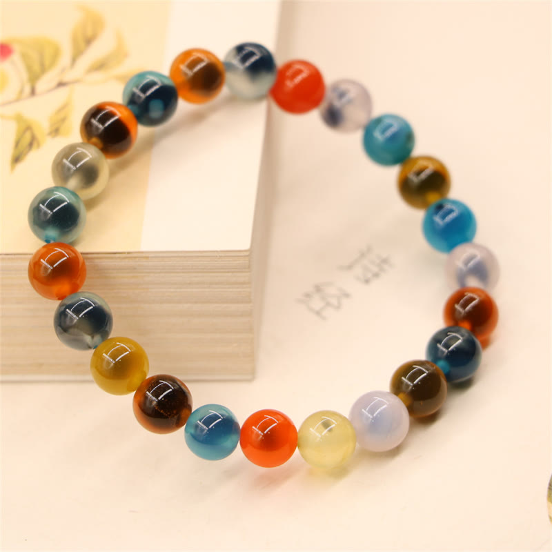Pulsera colorida de cuentas de fuerza curativa de ágata de caramelo