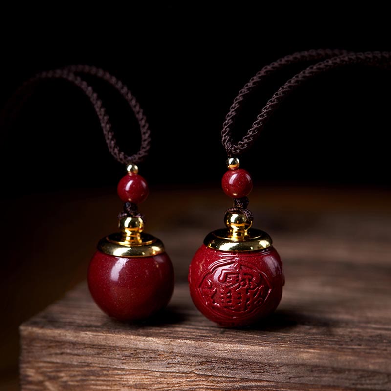 Buddha Stones cinabrio Om Mani Padme Hum atraen la bendición de la fortuna colgante de collar de cuentas de la suerte