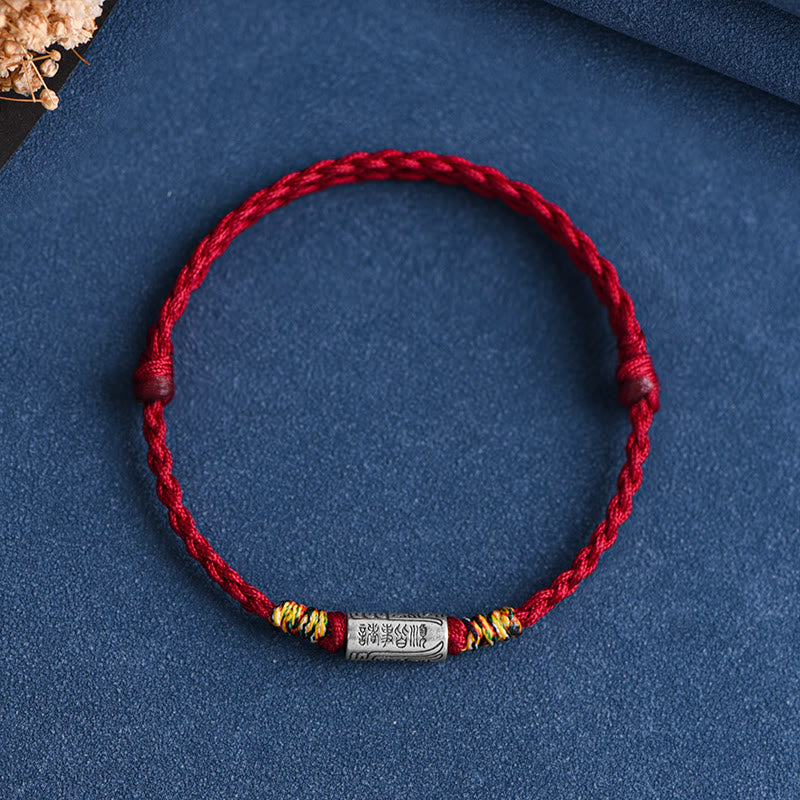 Pulsera tobillera de plata de ley 925 hecha a mano con Buddha Stones, todo va bien, diseño de protección y resistencia - Pulsera (circunferencia de la muñeca: 13-18 cm) - Cuerda de color rojo oscuro - image 11