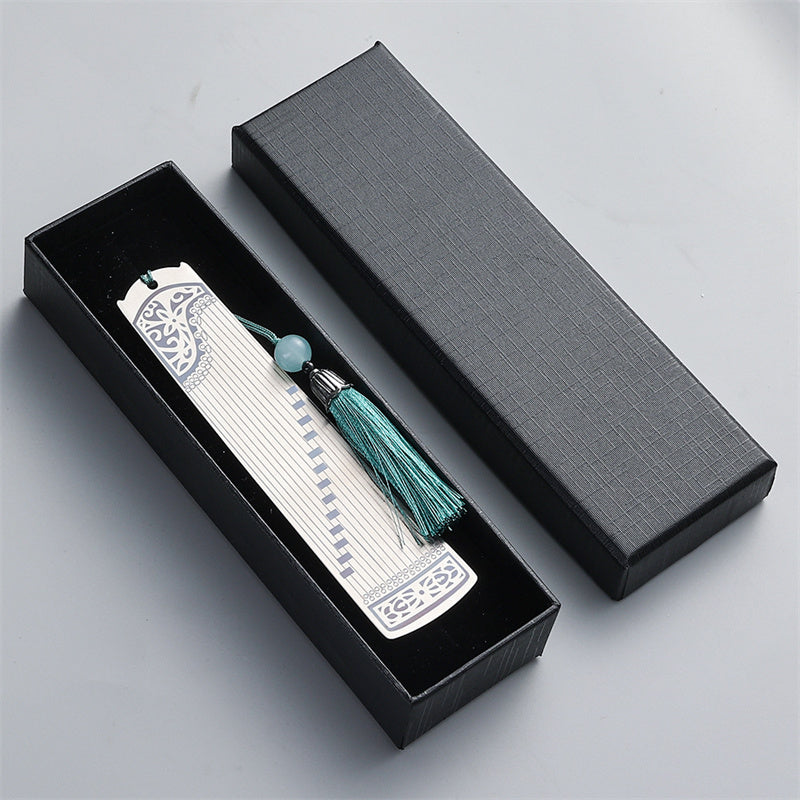 Buddha Stones instrumentos musicales clásicos Pipa Guzheng Guqin Ruan marcapáginas de Metal borla con caja de regalo