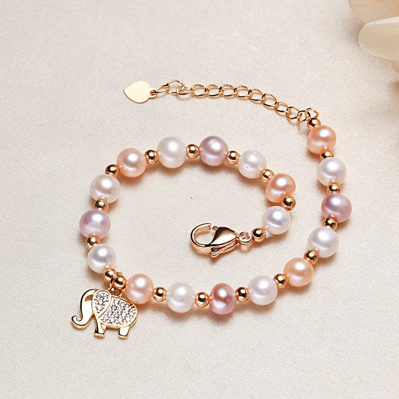 Pulsera de sinceridad con dije de circonita y elefante chapado en oro de 18 quilates con Buddha Stones