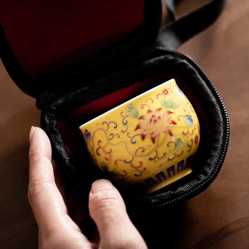 Taza de té de cerámica con diseño de vaina de flor de loto, Buddha Stones, taza de té de Kung Fu, 80ml