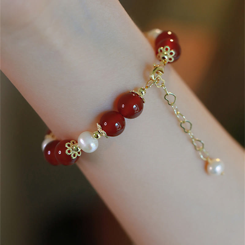 Pulsera Autoaceptación Confianza Perla Ágata Roja Buddha Stones