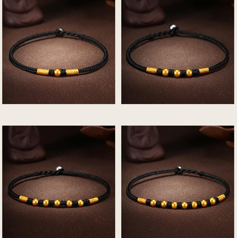 Pulsera de protección trenzada hecha a mano con nudo King Kong de la suerte con cuentas de oro 999 de piedras de Buddha Stones