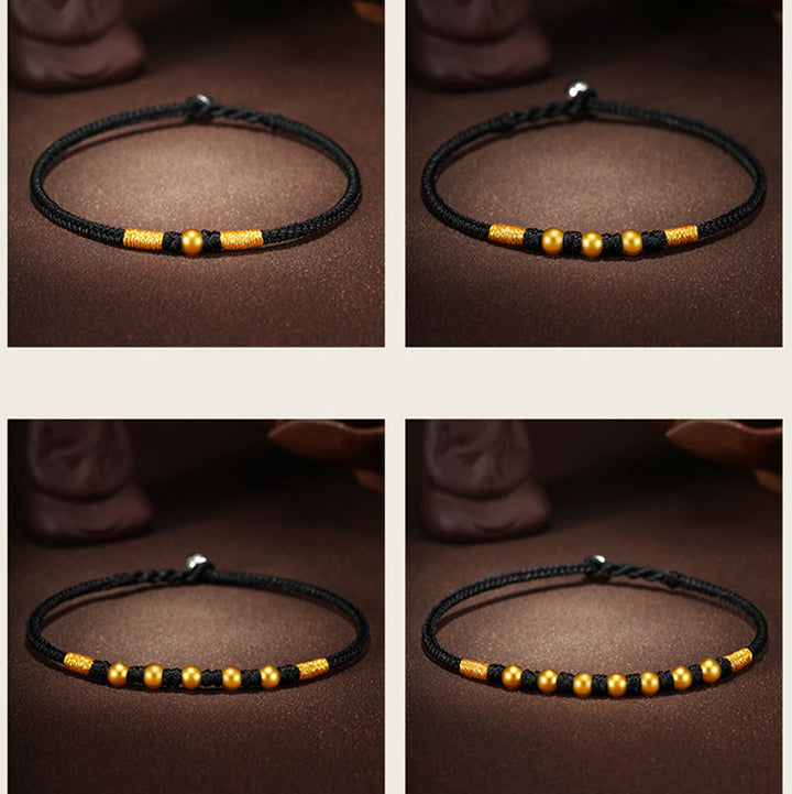 Pulsera de protección trenzada hecha a mano con nudo King Kong de la suerte con cuentas de oro 999 de piedras de Buddha Stones