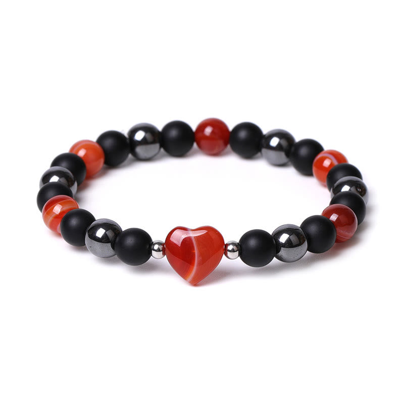 Pulsera de protección de corazón de amor de cristal de piedra de ojo de tigre de ónix negro de Buddha Stones