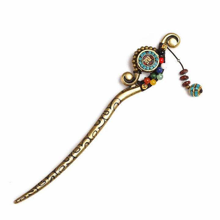 Decoraciones de horquilla de protección de ágata turquesa tibetana
