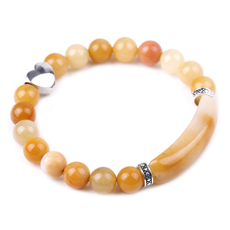 Pulsera de corazón unisex con cuentas de cristal natural