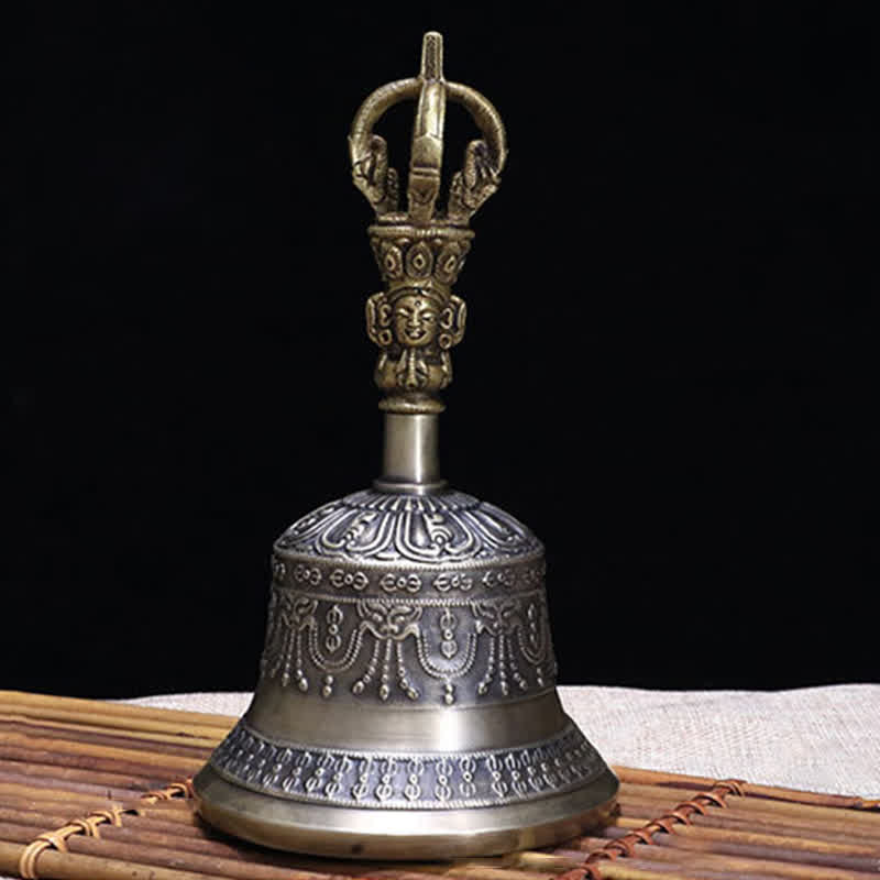Campana de meditación tibetana y juego de decoración de iluminación de cobre Vajra Dorje