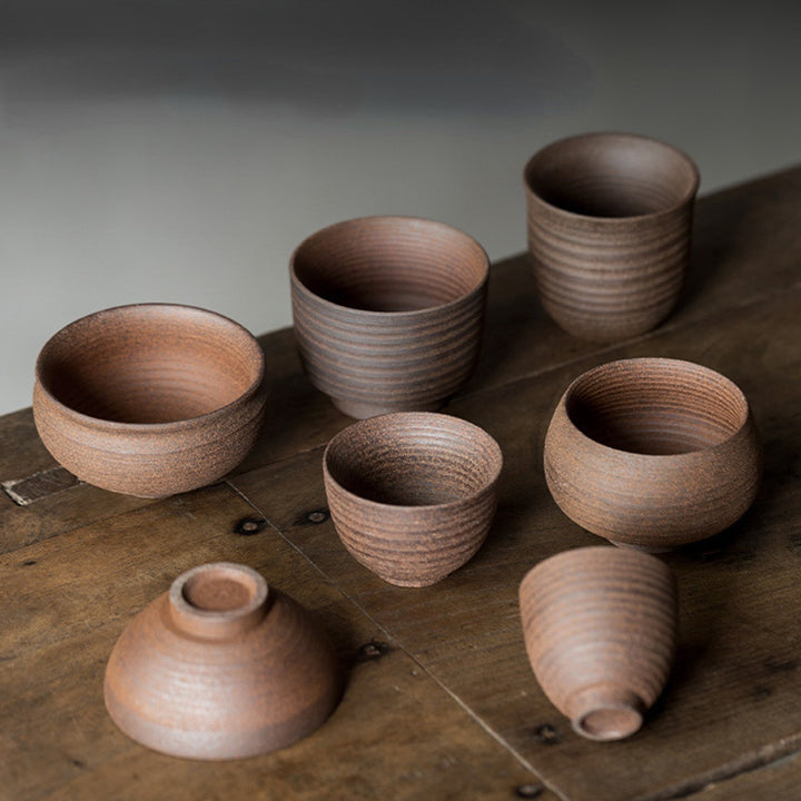 Taza de té de cerámica marrón Retro hecha a mano con Buddha Stones, taza de té de Kung Fu