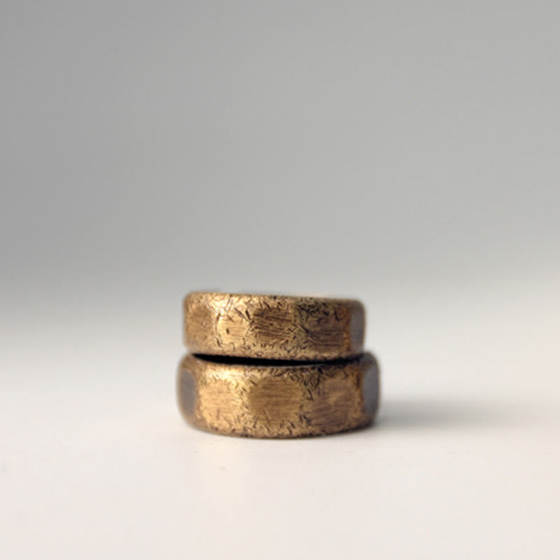 Anillo de riqueza esmerilado de latón y cobre de diseño simple tibetano - image 19
