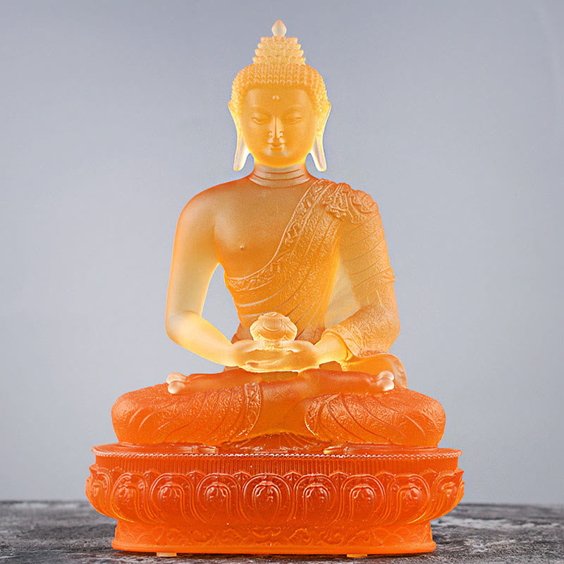 Buddha Stones, estatuilla hecha a mano de Buda, pieza de arte de Liuli, estatua de serenidad, decoración para el hogar - Buda naranja - image 8