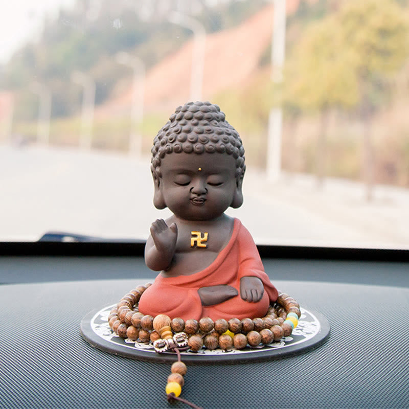 Buddha Stones Pequeño Buda Serenidad Arcilla Púrpura Decoración de Escritorio para el Hogar - image 8