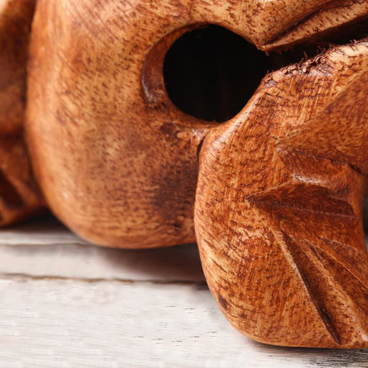 Buddha Stones hechas a mano FengShui, rana de la suerte y la riqueza, Mini rana croadora de madera, decoración Guiro